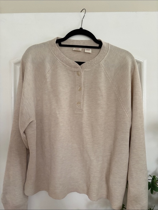 Levi's Tops - Levi's Cream Waffle-Knit Henley Sweatshirt